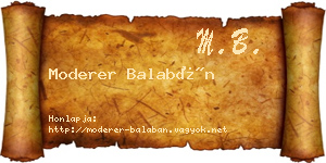 Moderer Balabán névjegykártya